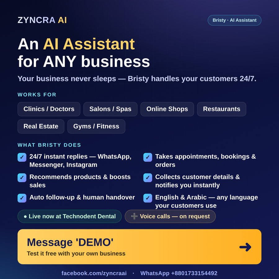 Bristy AI assistant ad — English